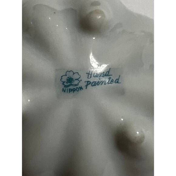 VTG Nippon Handpainted Pink Rose 7pc Nut 3 Leg Porcelain Bowl Set - Picture 4 of 5